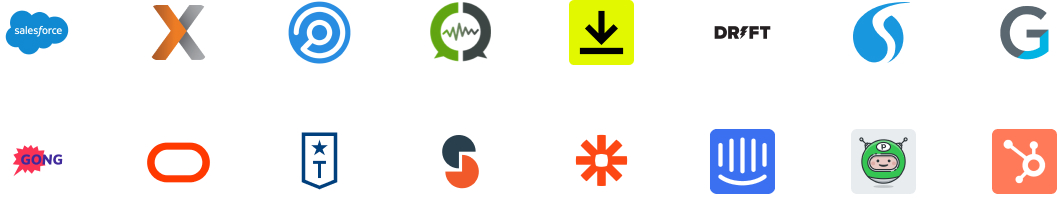 Icons for apps like Salesforce and Hubspot connecting to Slack