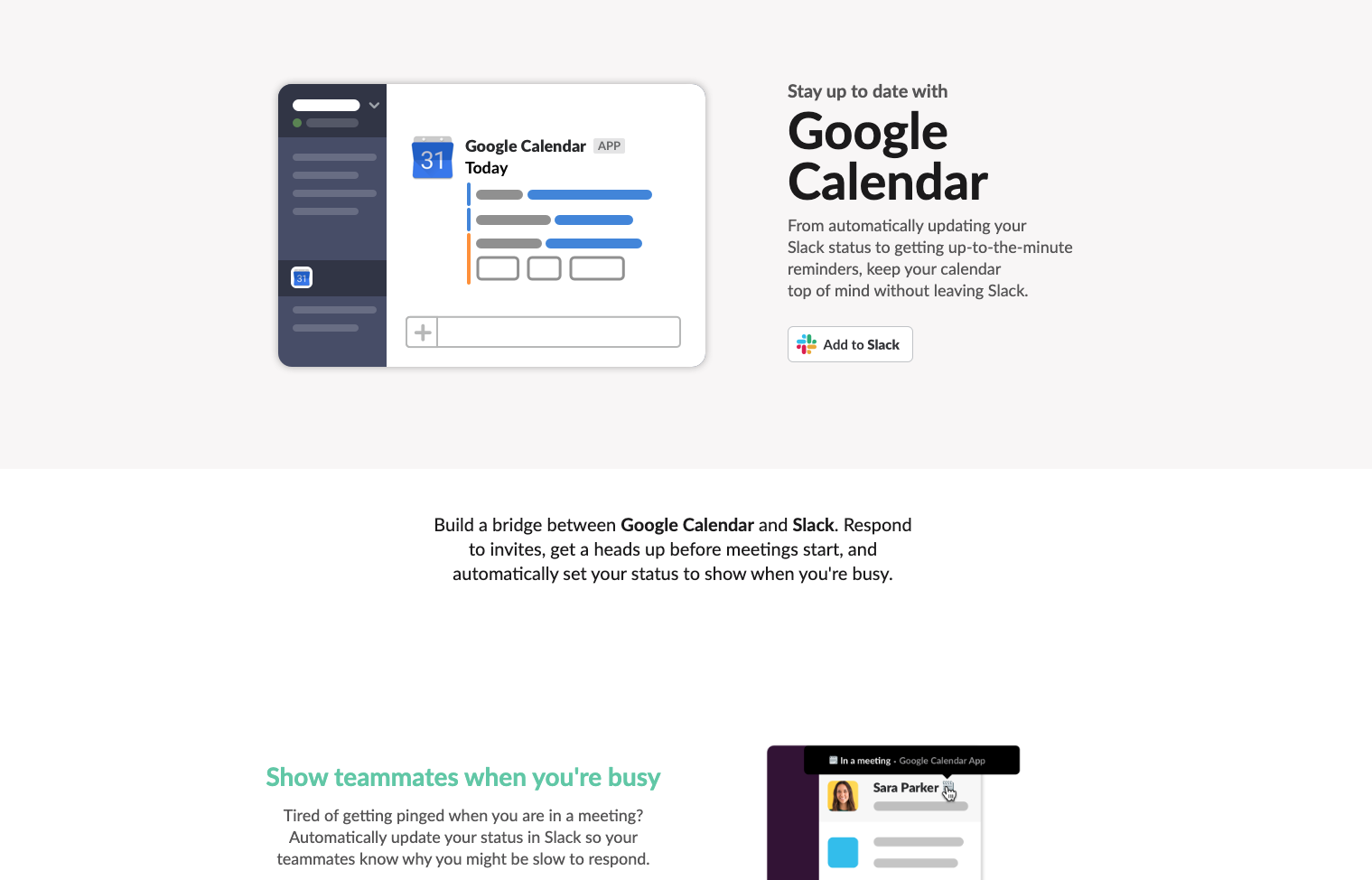 Google calendar landing page