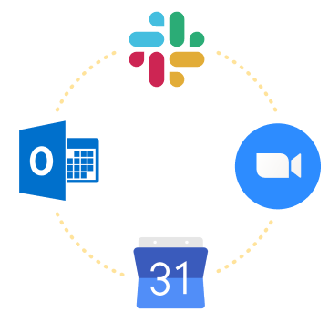 Integriere Slack und Zoom in verschiedene Kalender-Apps