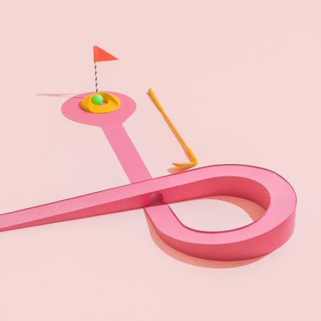 A pink mini golf