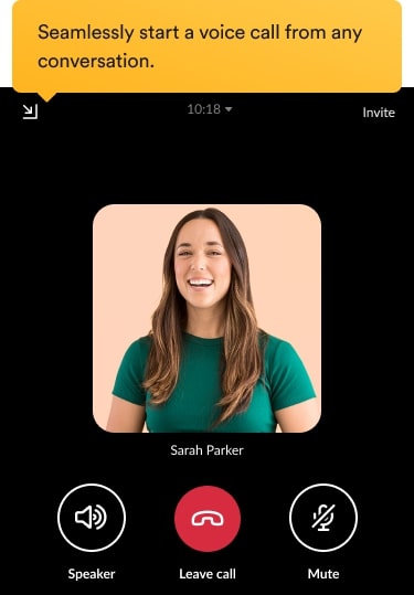 Teammates having a video call in the Slack interface.