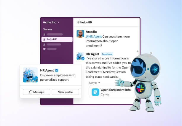 A hand-shaped cursor hovers over a Slack list and clicks on a checkmark icon.
