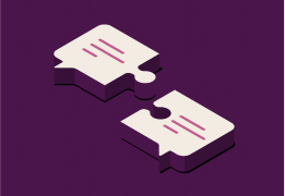 An illustration of two chat icons that fit together like puzzle pieces