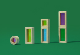 Building blocks on a green background