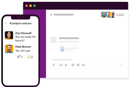 Team discussing work in the Slack app