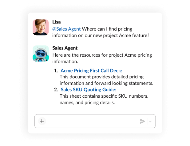 A conversation with an agent about pricing information for a project.