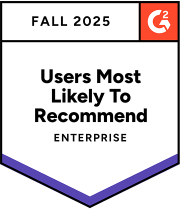 Ganador de «Users Most Likely to Recommend» (con más probabilidades de recomendación de los usuarios) - Cuarto trimestre de 2025, informes de mercado de G2