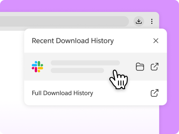 Cursor clicks on the Slack installer in recent download history