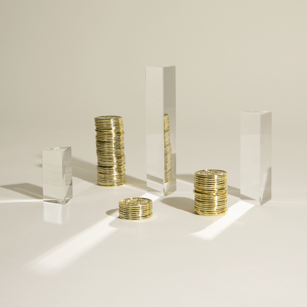 Stacked coins represent financial services institutions
