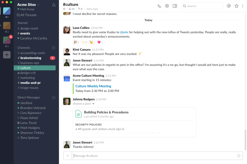 Screenshot of the Slack app