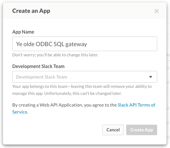 Creating an app dialog