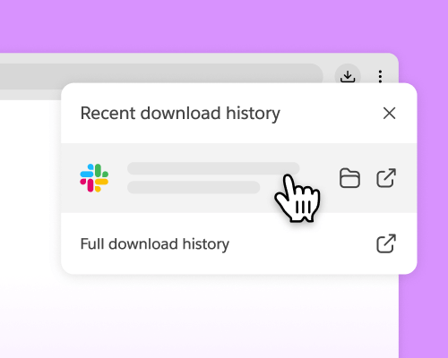 Cursor clicks on the Slack installer in recent download history
