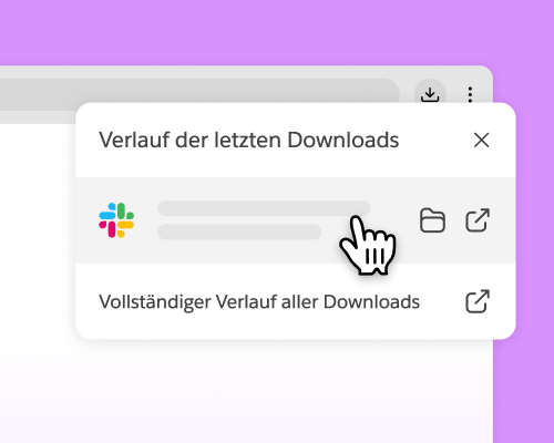 Cursor-Klicks auf das Slack-Installationsprogramm im aktuellen Download-Verlauf