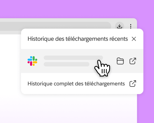 Le curseur clique sur le programme d’installation de Slack dans l’historique des téléchargements récents.