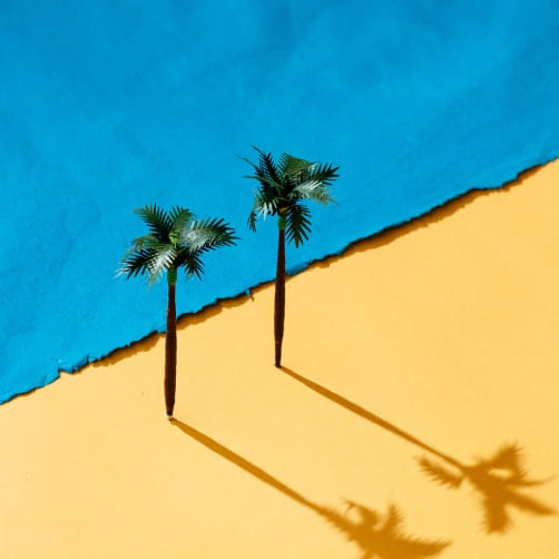 Miniature beach scene made of crafting materials