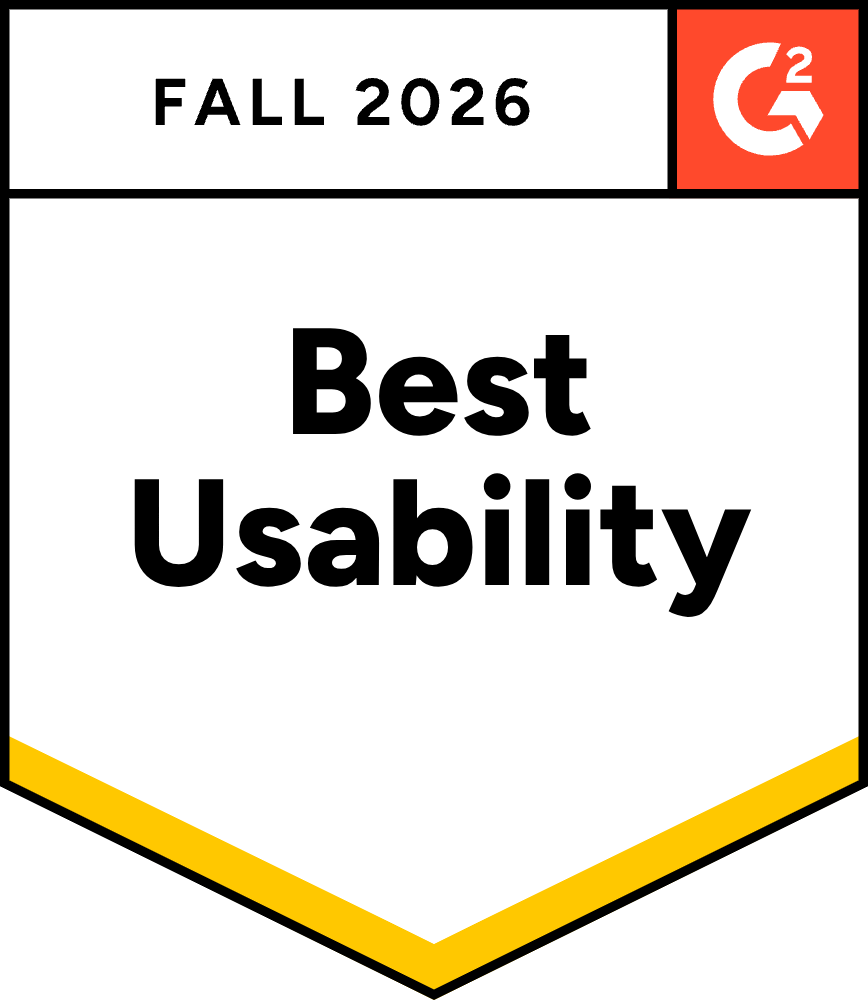 Awarded Best Usability - Fall 2026 by G2 market reports