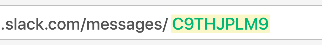 URL bar showing channel ID highlighted in green and yellow