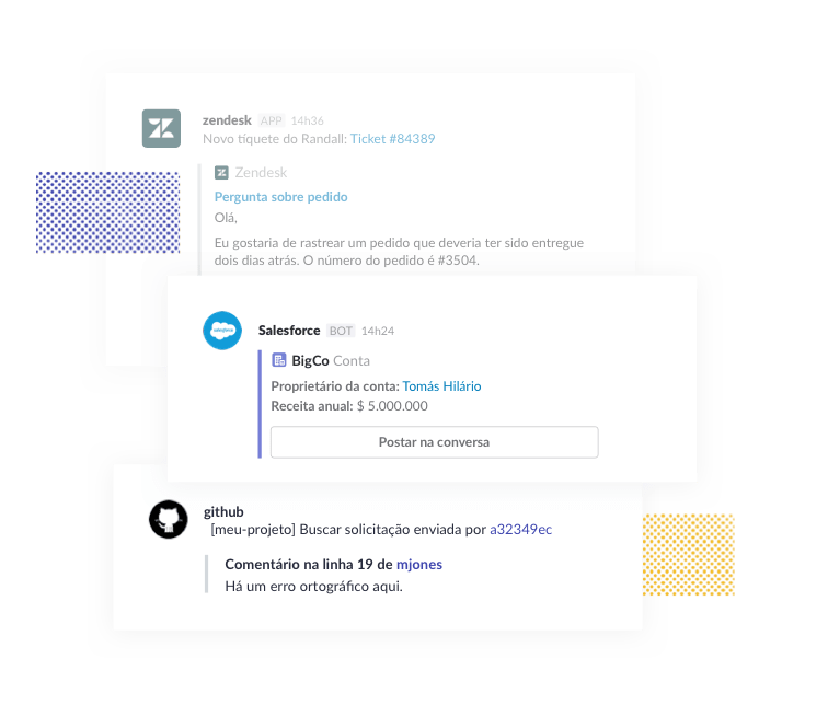 Conecte todas as ferramentas que você usa com o Slack para não ter que alternar entre apps toda hora.