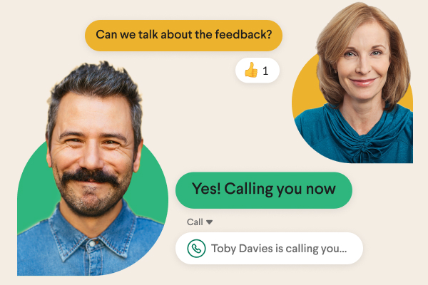A Slack channel surrounded by users’ profile photos and channel names such as “team design” and “billing”