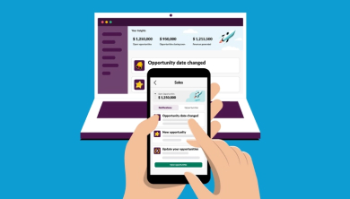 Slack Sales Elevate being used on mobile and desktop devices