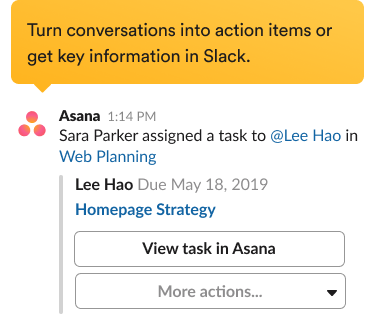 Prompt for creating a new task with the Asana integration in the Slack interface.