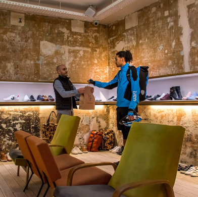 A Stuart employee making a delivery