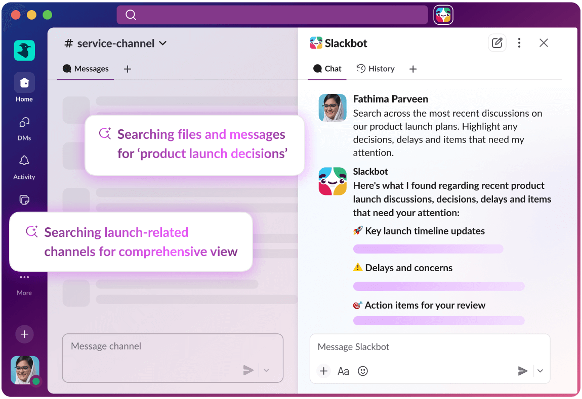 Search across the most recent discussions on our product launch plans. Highlight any decisions, delays and items that need my attention most.