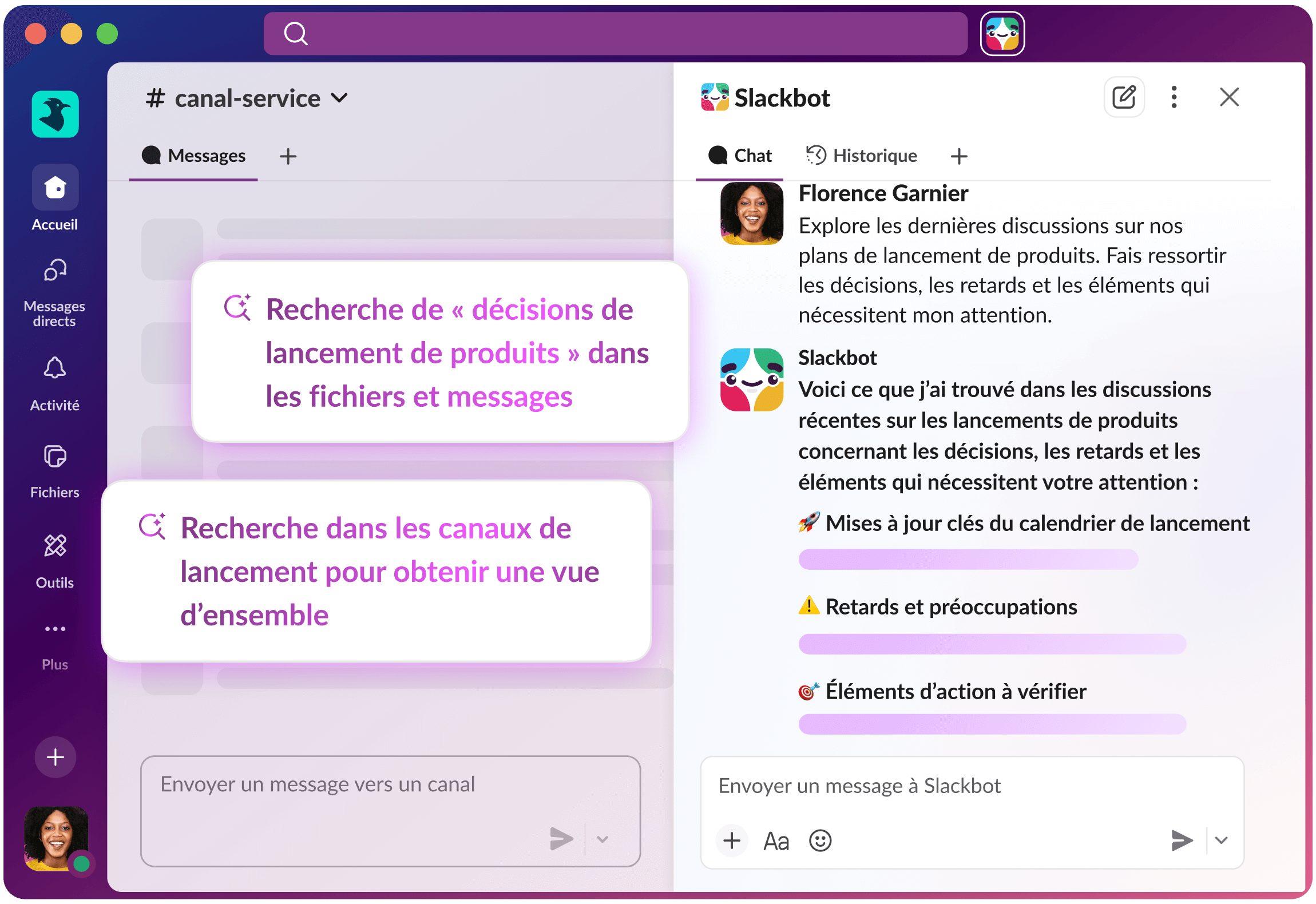 Slacjbot Slackbot, votre agent IA personnel de travail | Slack
