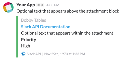 Screenshot of rendered footer, footer_icon, and ts fields