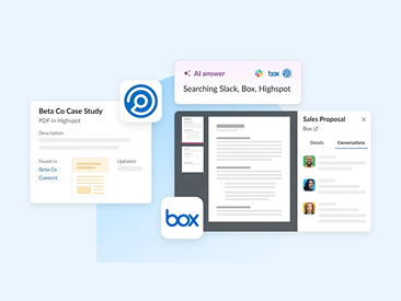 Una pantalla muestra las funcionalidades de Slack con distintas aplicaciones.