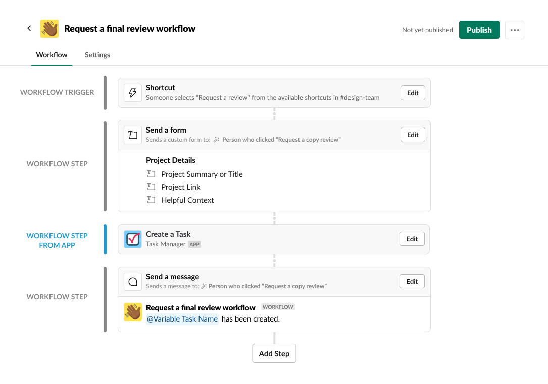 workflow builder slack