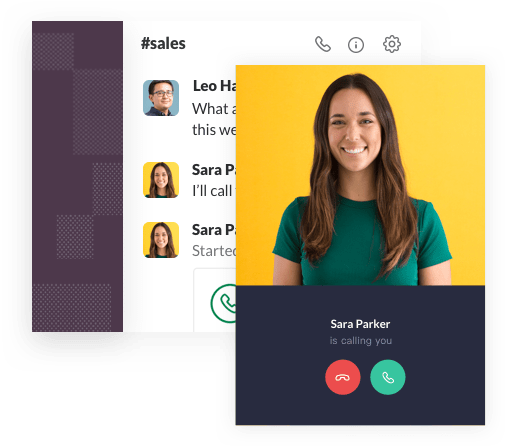 Alert window for an incoming video call in Slack