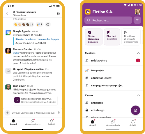 Capture d’écran de l’application Slack