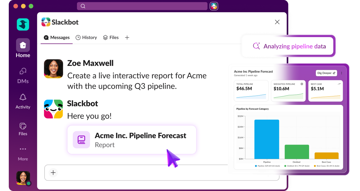 Create a live interactive report for Acme with the upcoming Q3 pipeline.