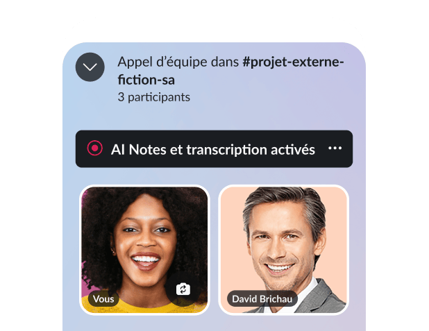 A mockup displays a virtual huddle.