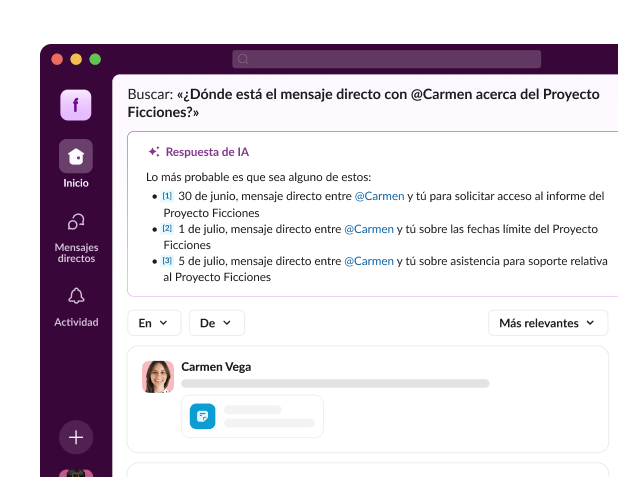 A search results page displays Al answers to a direct message inquiry.